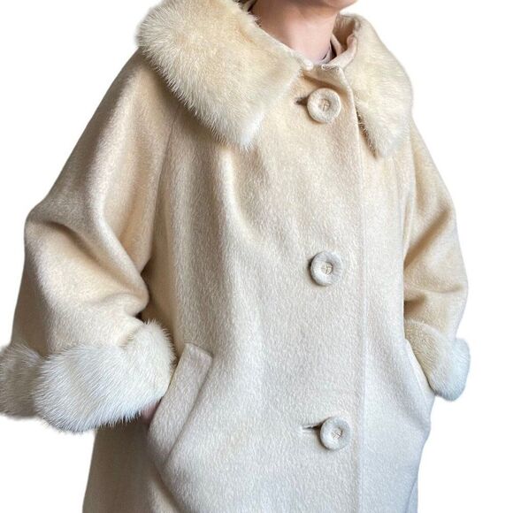 Vintage Stevens Forstmann Womens Cream Camel Bell Sleeve Trench Coat Sz M - Picture 12 of 13